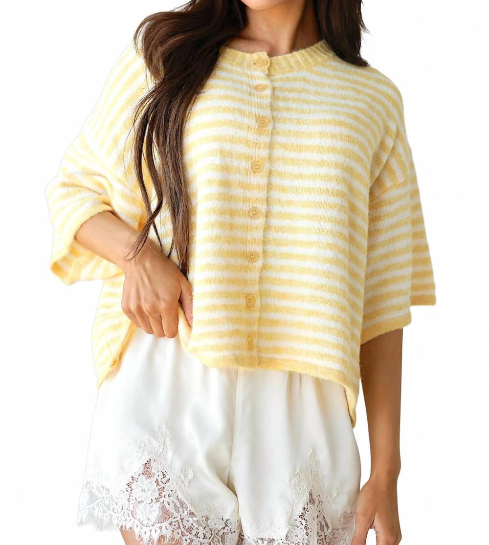 NEW CANDESCENT sorrento striped knit cardigan in butter